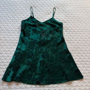 VTG Victoria's Secret Gold Label Slip Dress Size S Green Lace Bow Lingerie Sheer